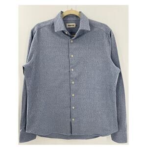 Taylor Stitch Flannel Shirt Blue White Melange Speckled Button Down 40 M